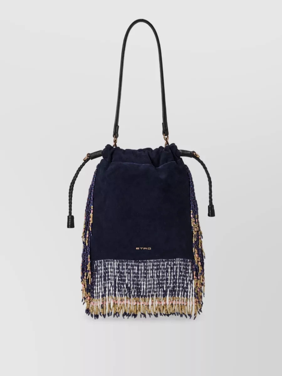Etro Na Small Leather Beaded Bucket Bag