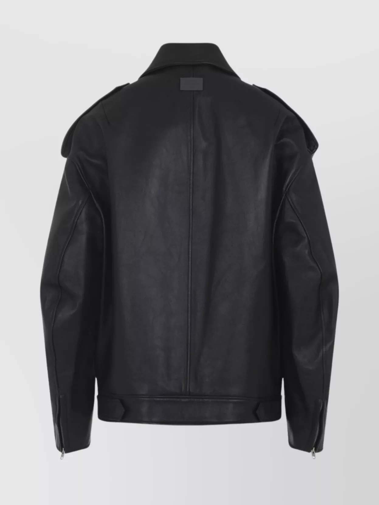 Acne Studios Leather Jacket With Belted Waist And Epaulettes In Black
