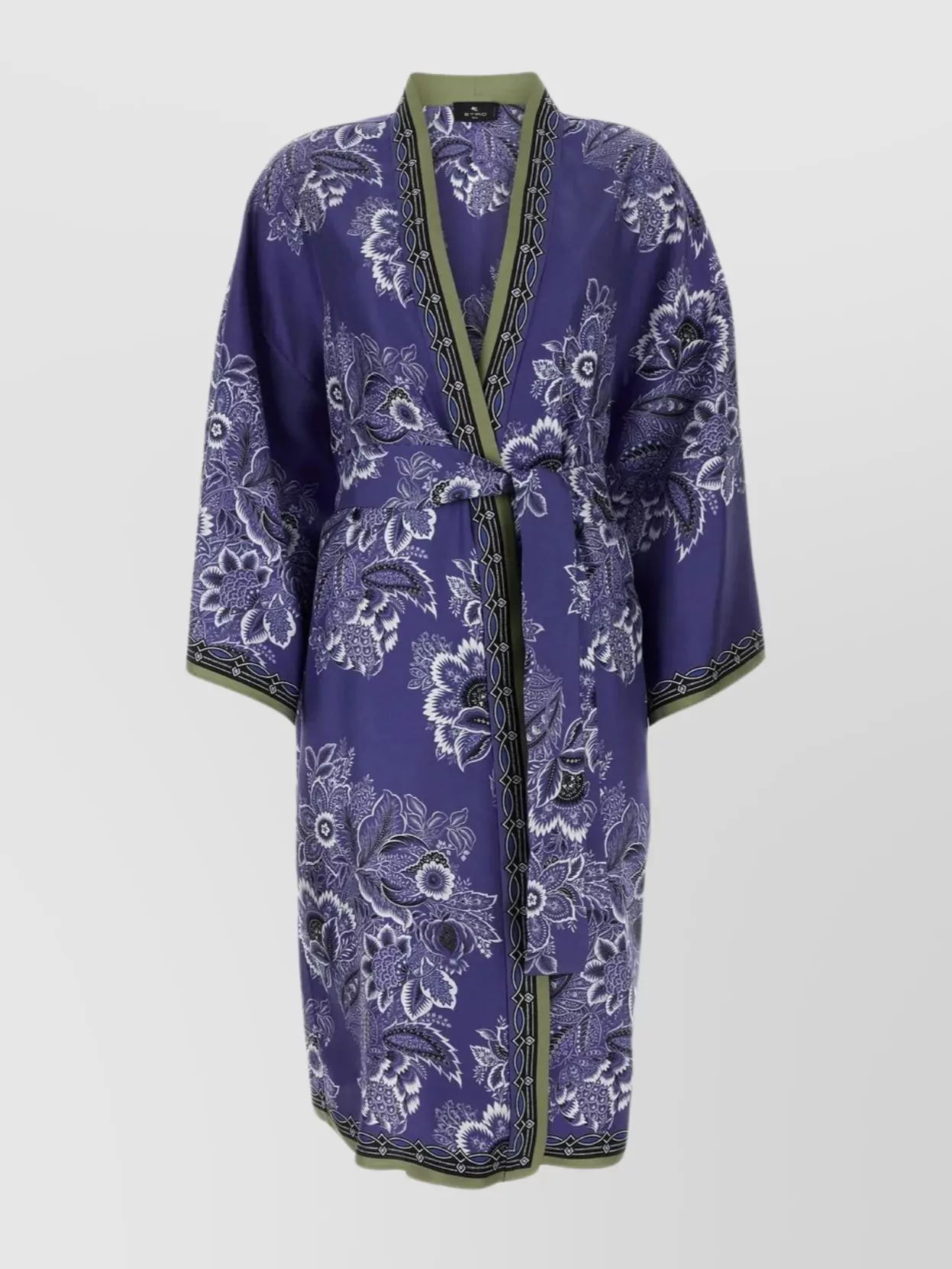 Shop Etro Floral Print Silk Twill Kimono