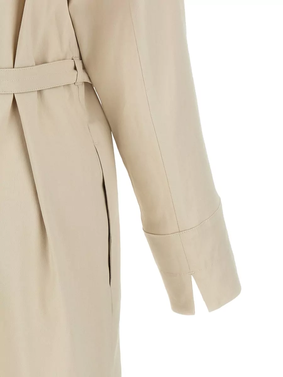 Max Mara Linen Blend Long-Sleeve Belted Shirt Dress