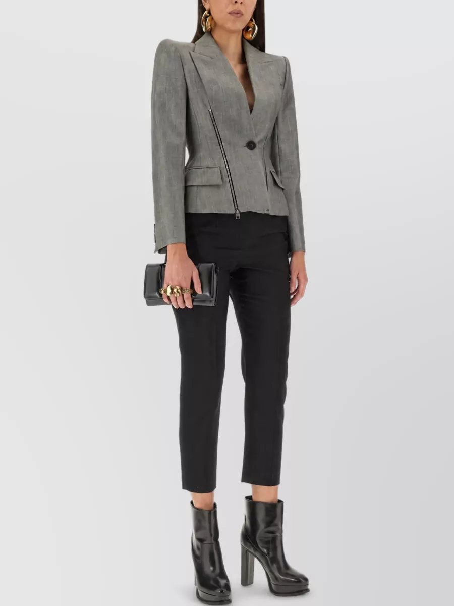 Alexander Mcqueen Wool Cropped Cigarette Trousers