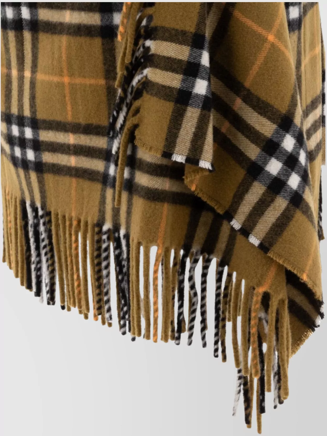 Burberry Wool Cashmere Plaid Wrap Skirt With Fringe