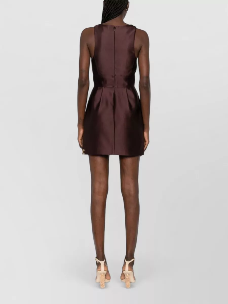 Elisabetta Franchi One Shoulder Satin Mini Dress Sleeveless