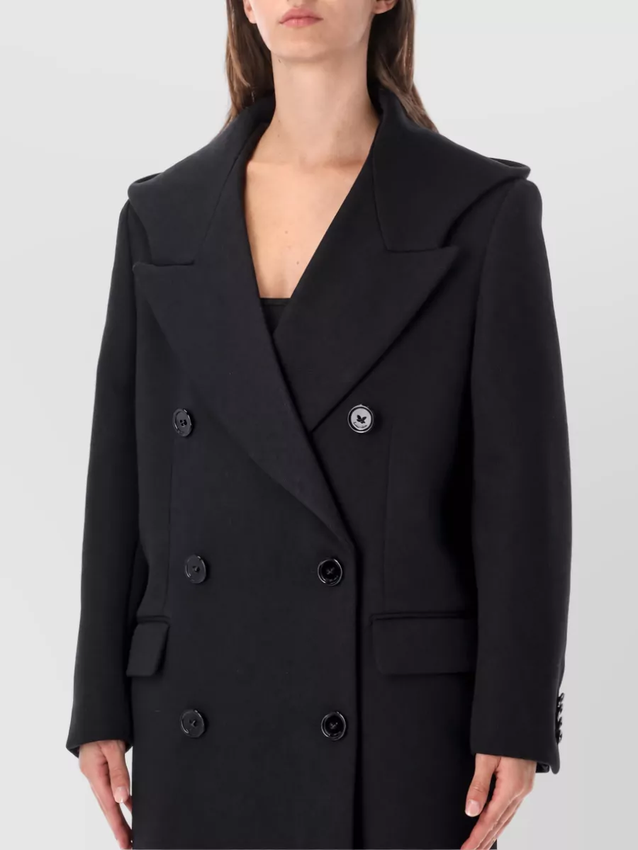 Balenciaga Wool Hooded Maxi Double Breasted Coat