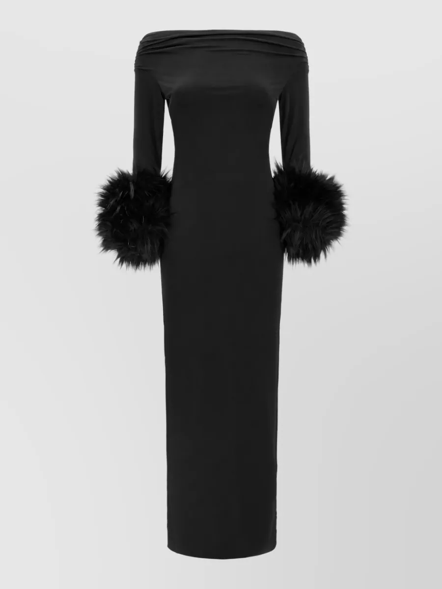 The Andamane Draped off-shoulder long-sleeve maxi dress