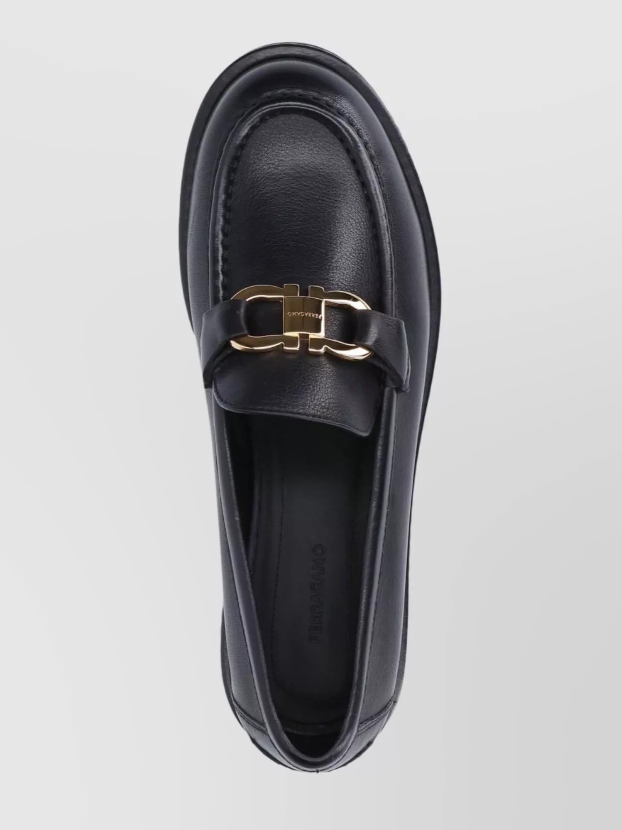 Ferragamo Chunky Sole Loafers Round Toe In Black