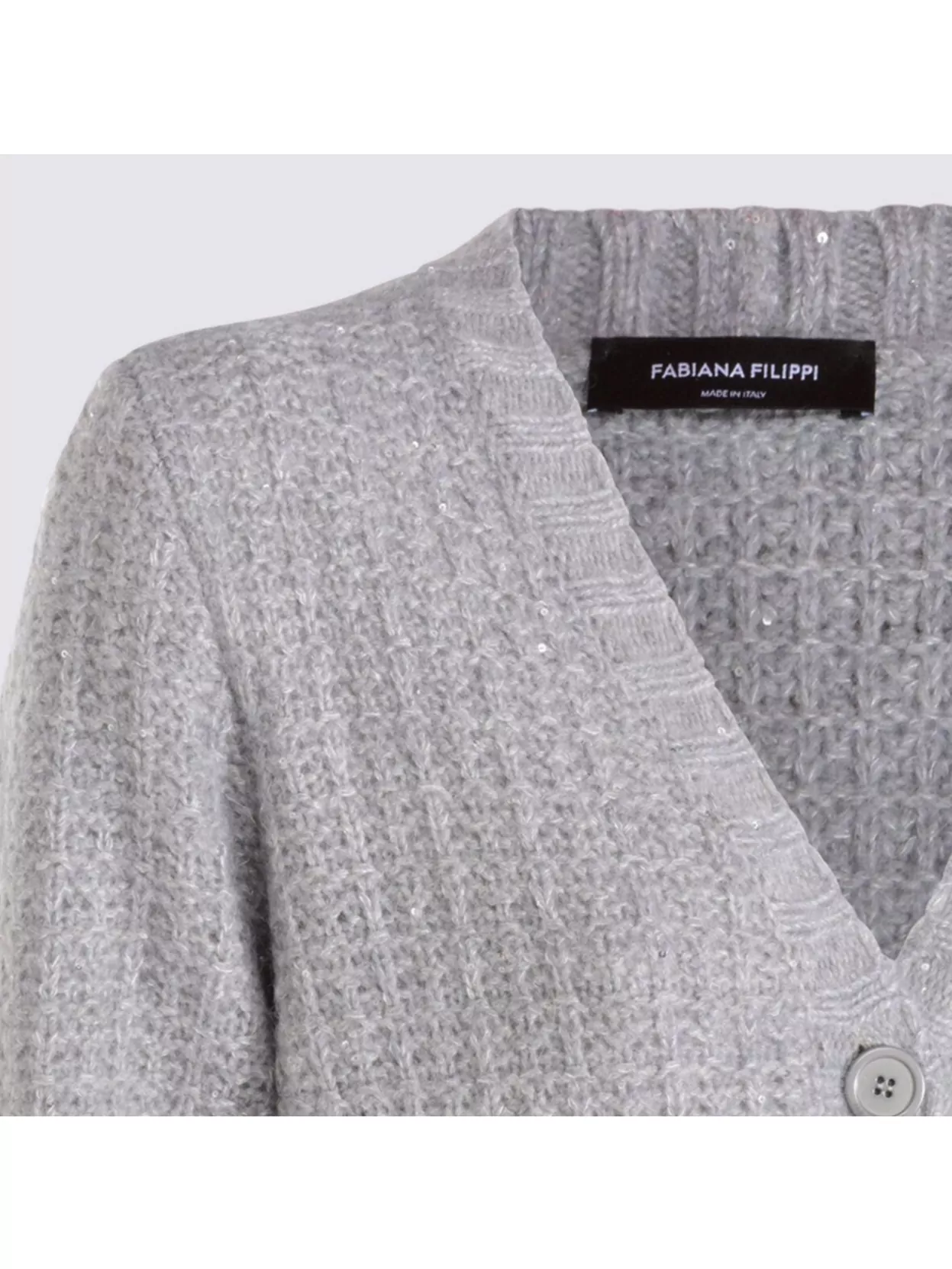Fabiana Filippi Textured Knit V-Neck Long Sleeve Top