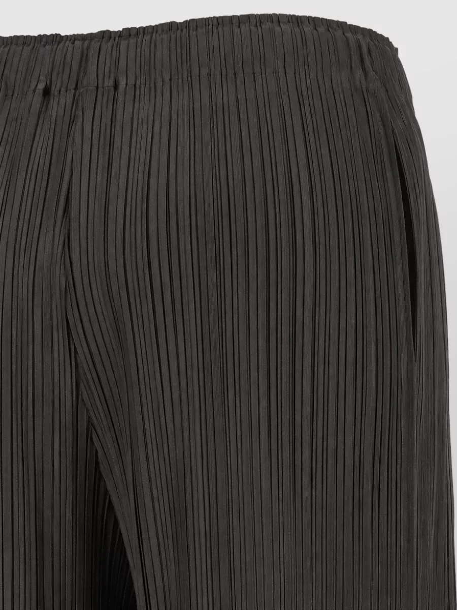 Pleats Please Issey Miyake Pleated Wide-Leg Cropped Trousers