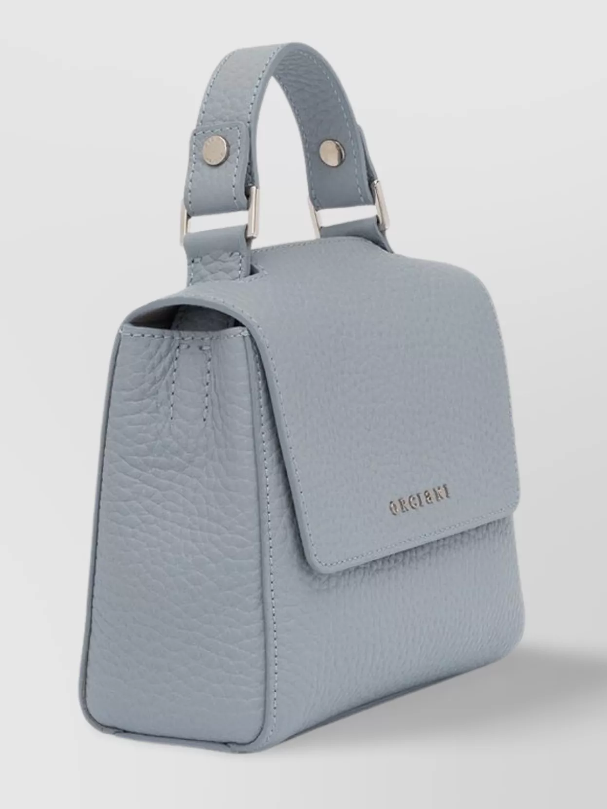 Orciani Soft Mini Textured Top Handle Tote In Grey