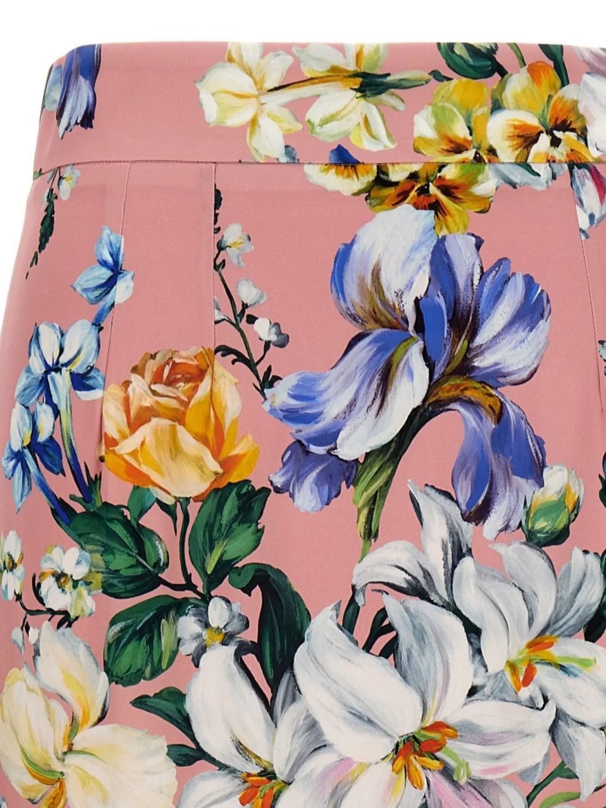 Dolce & Gabbana Stertch Silk Skirt With Multicolor Floral Print