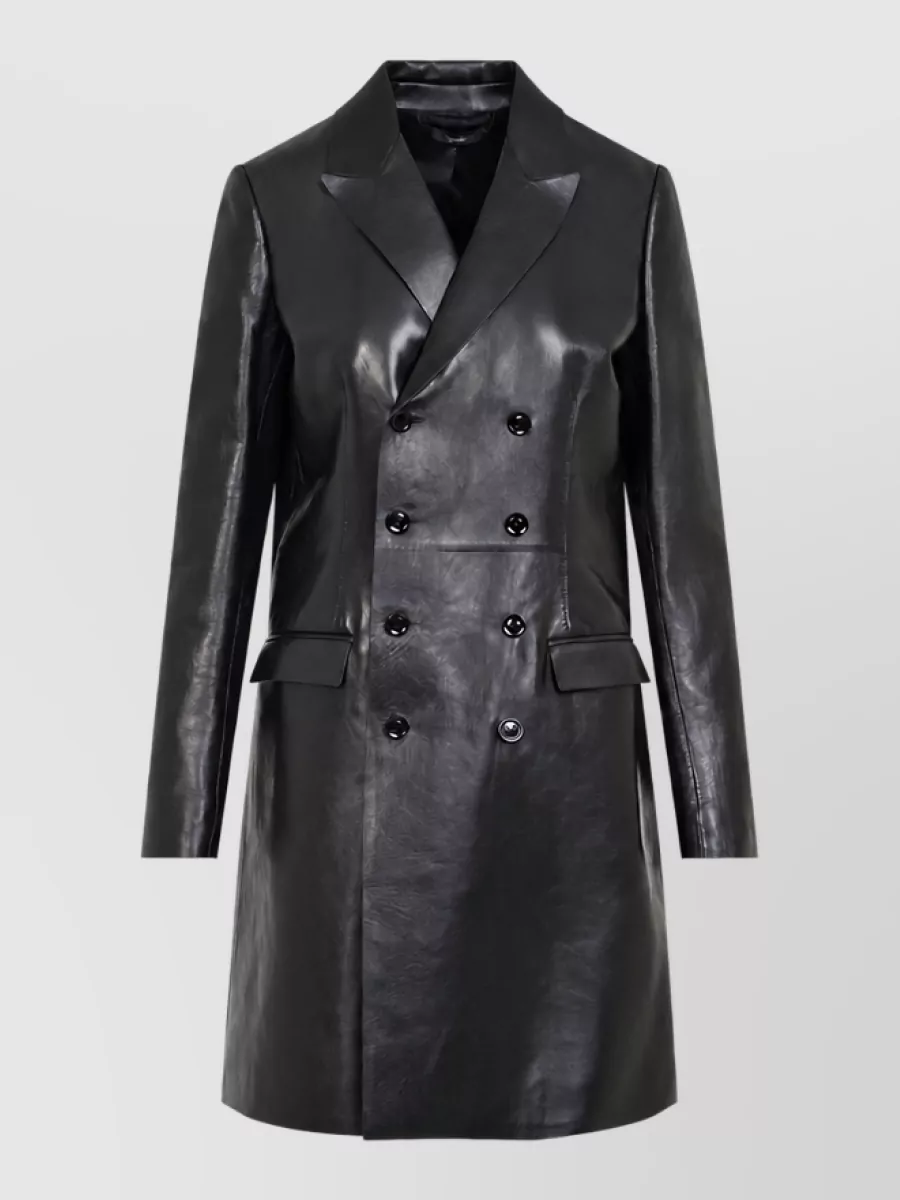 Tom Ford Lamb Leather Double-Breasted Midi Coat