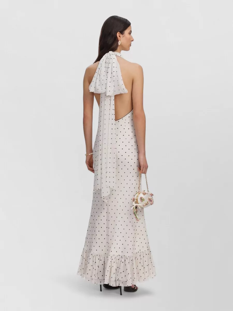 Self-Portrait Polka-Dot Halterneck Maxi Dress