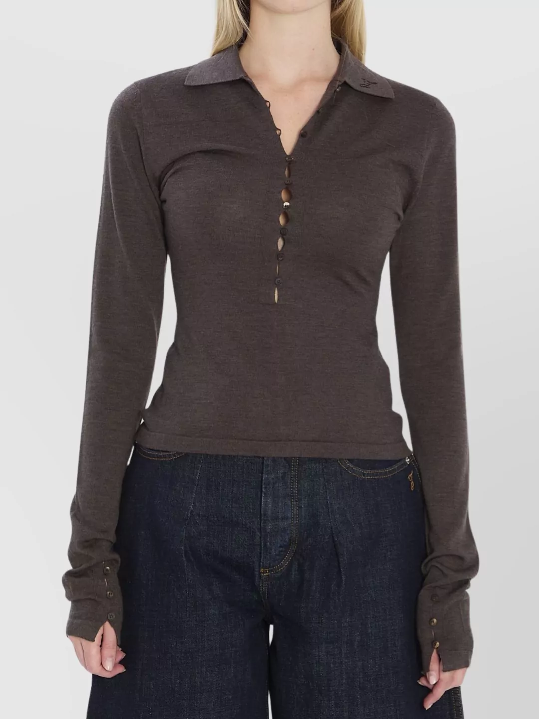 Jacquemus Merino Wool Blend Fitted Knit Shirt