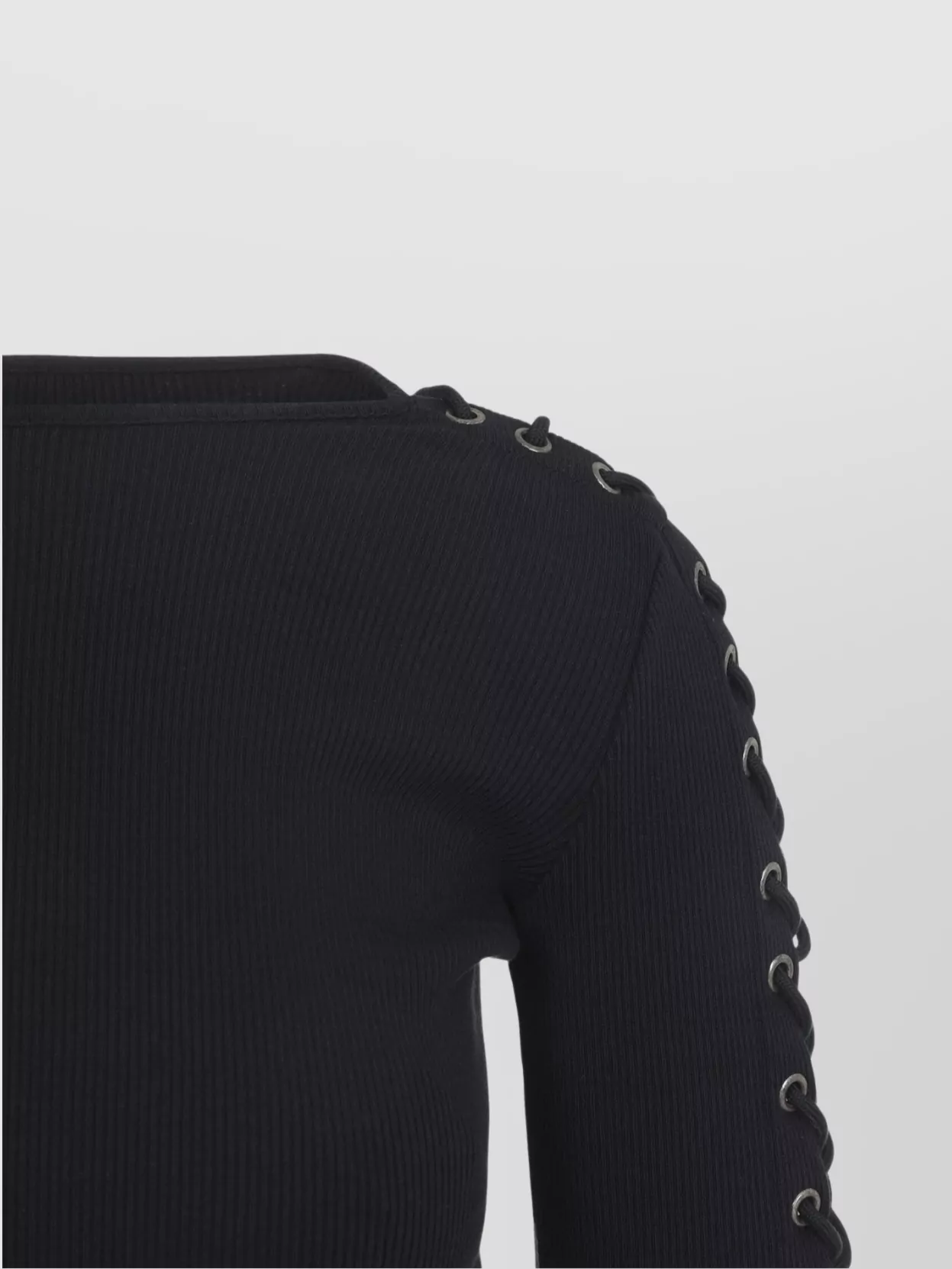 Balenciaga Lace-up Long Sleeve Cotton T-shirt In Blue