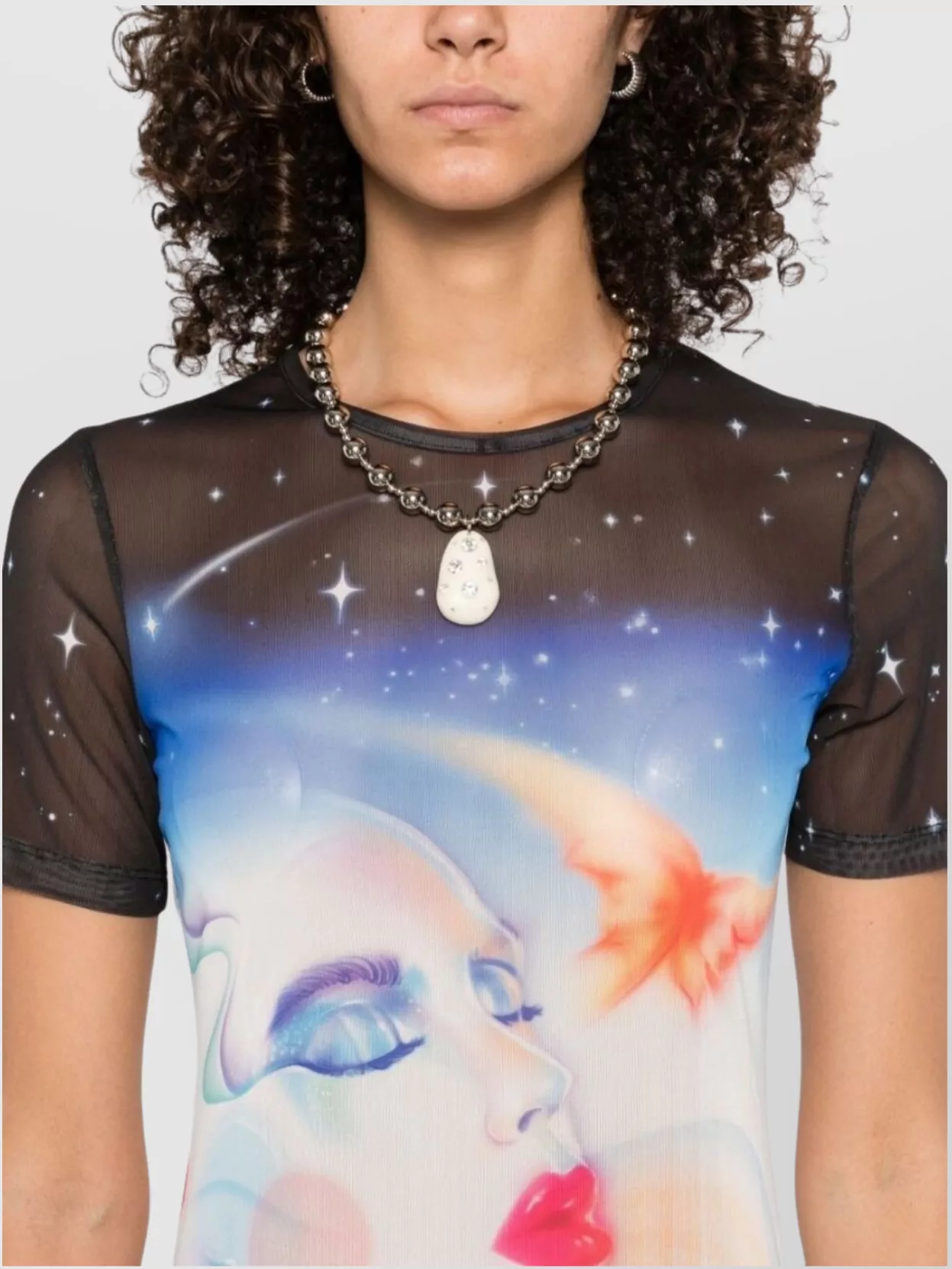 Casablanca Galactic Connection Mesh Dress