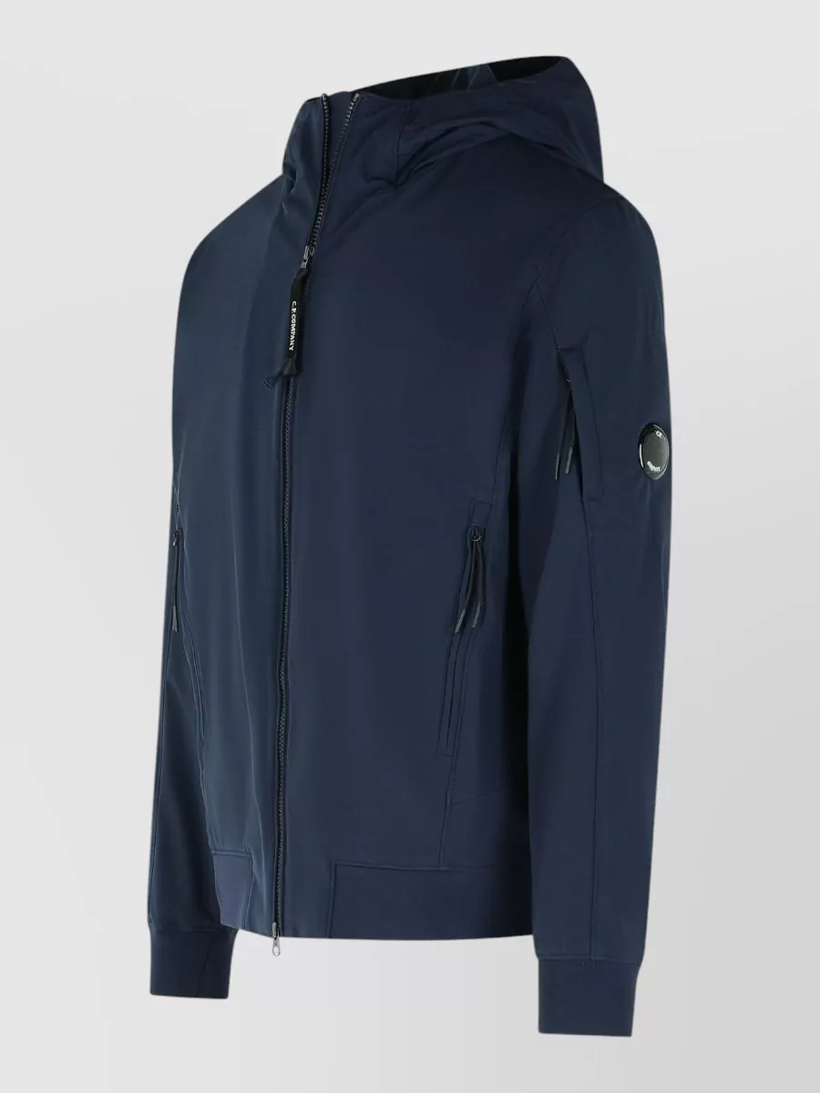 C.p. Company Hooded Polyester Blend Jacket Ribbed Hem