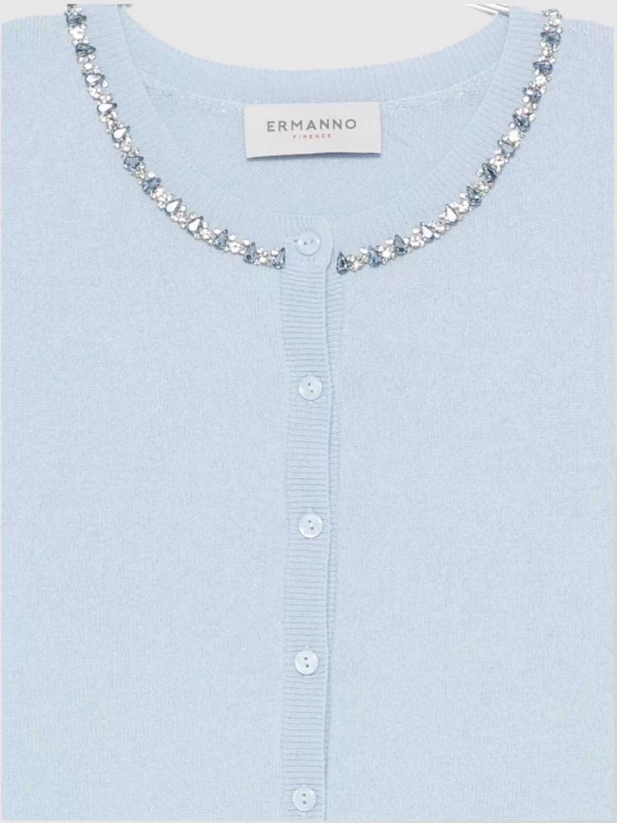 Ermanno Firenze Knitwear Cardigan Featuring Embellished Neckline