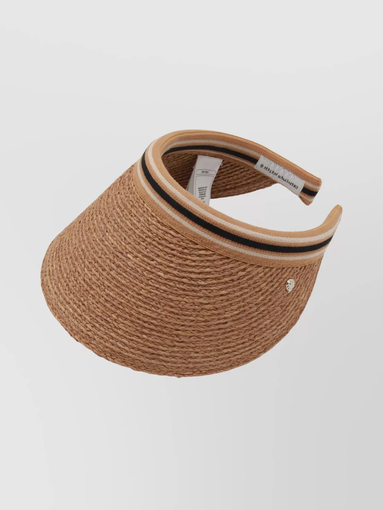 Helen Kaminski Striped Band Open Top Woven Hat In Brown