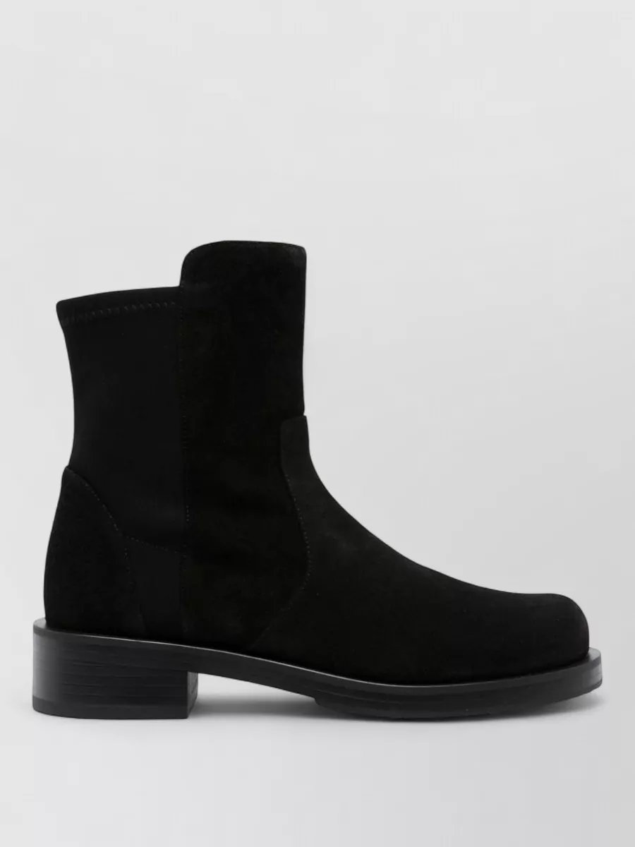 Stuart Weitzman 5050 Bold Ankle Boots Block Heel Suede