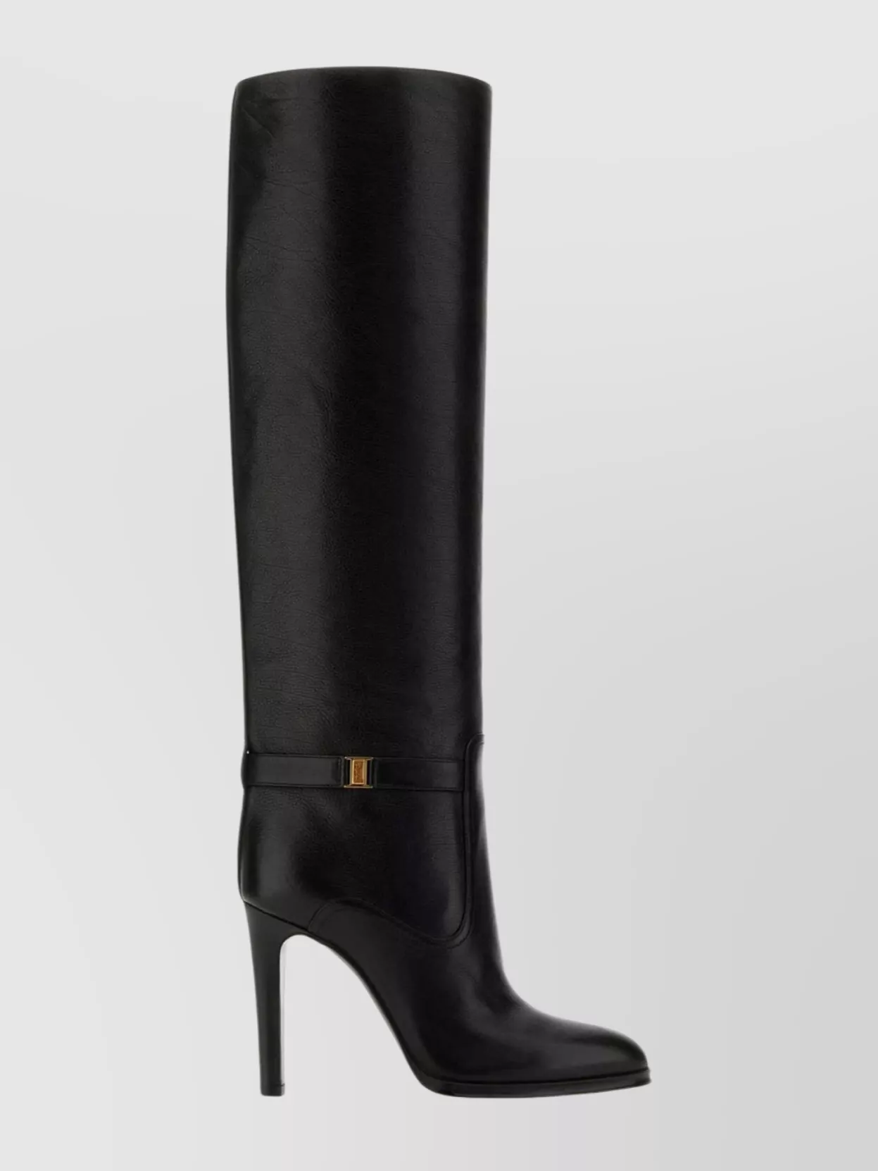 Saint Laurent Diane 100 Grained Leather Knee-high Boots In Black
