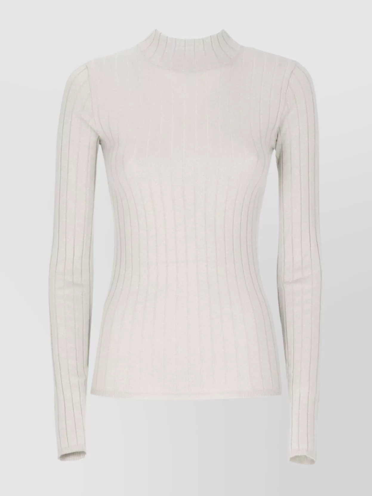 Brunello Cucinelli Ribbed Knit Sweater Lurex Accents In Gray