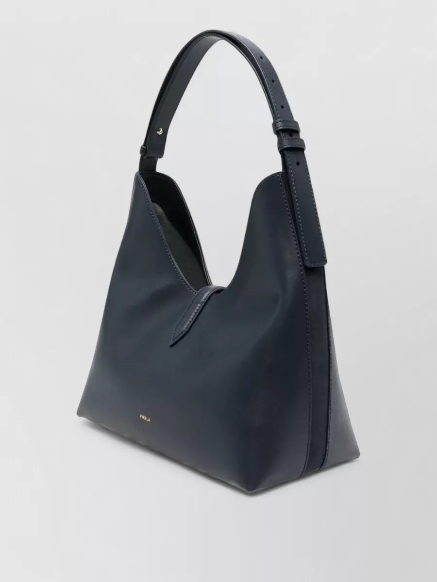 Furla Goccia Medium Suede Panelled Leather Shoulder Bag