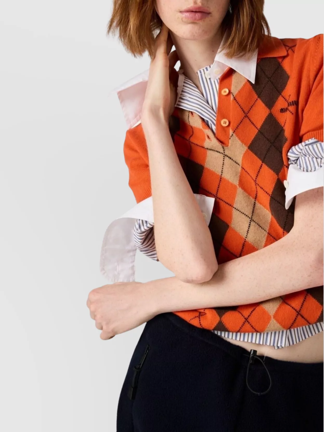 Miu Miu Striped Shirt With Collared Neck And Long Sleeves