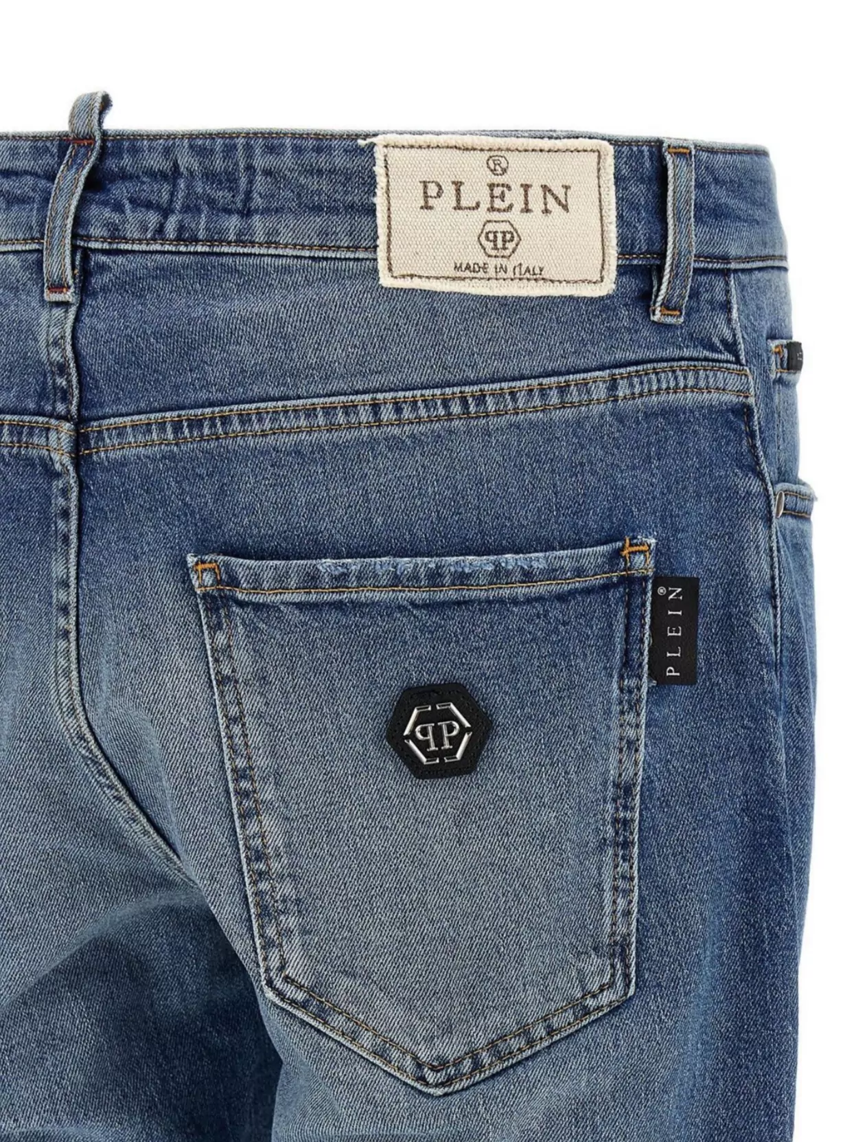 Philipp Plein Distressed Denim Trousers With Pockets And Loops