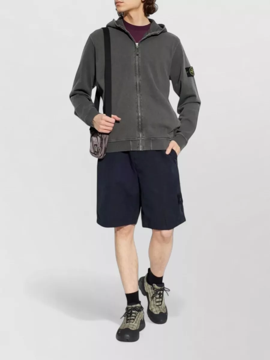 Stone Island Cotton And Linen Cargo Bermuda Shorts