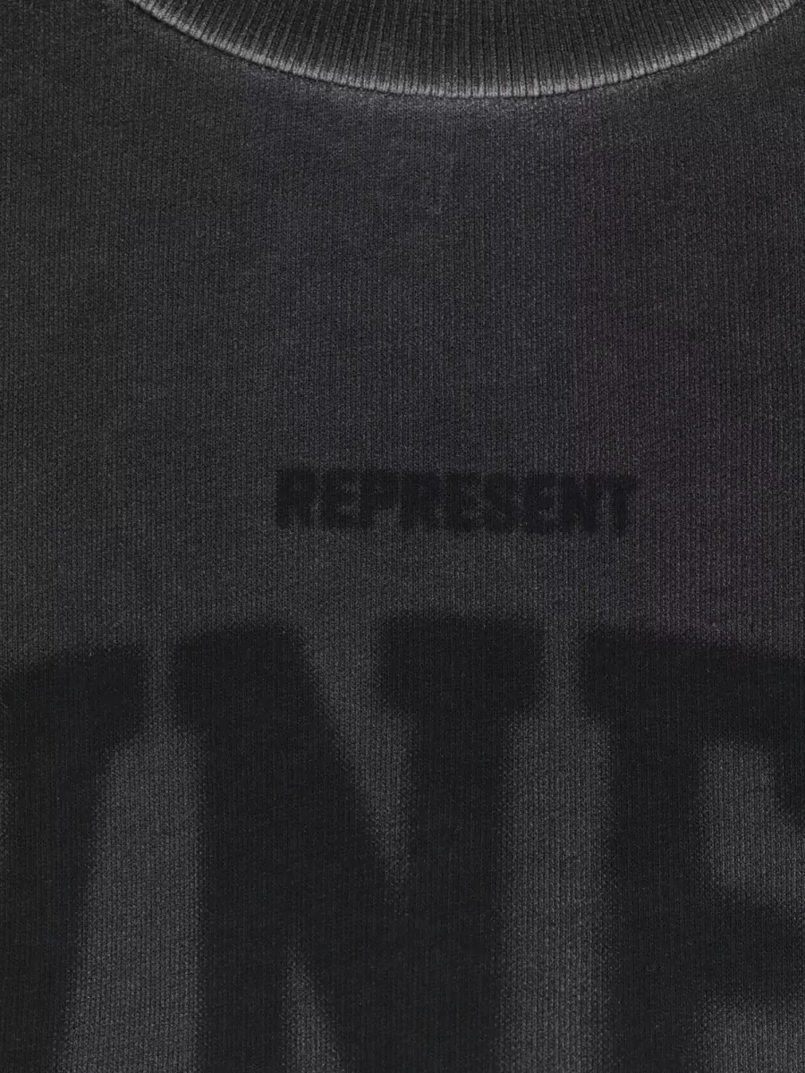 Represent Ribbed Long-Sleeve Logo-Print Sweatshirt