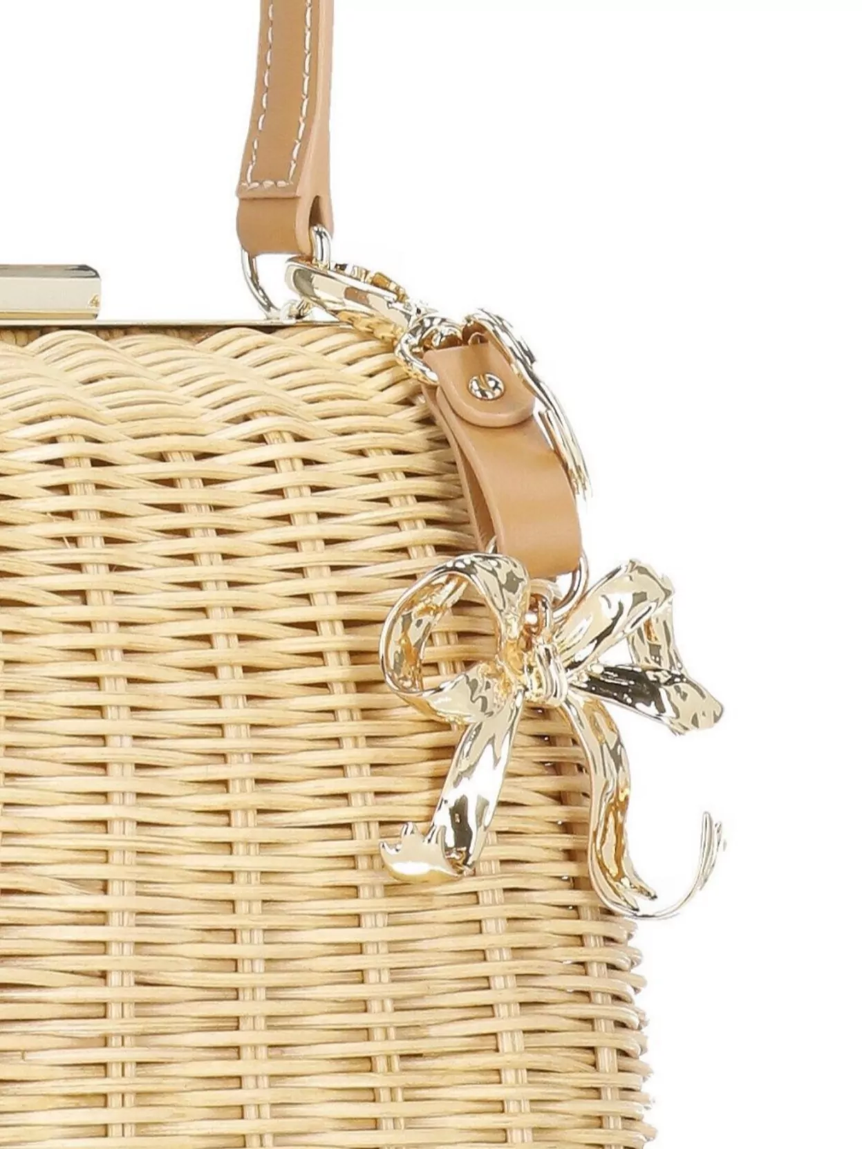 Self-Portrait Rattan Bucket Bag Gold Hardware