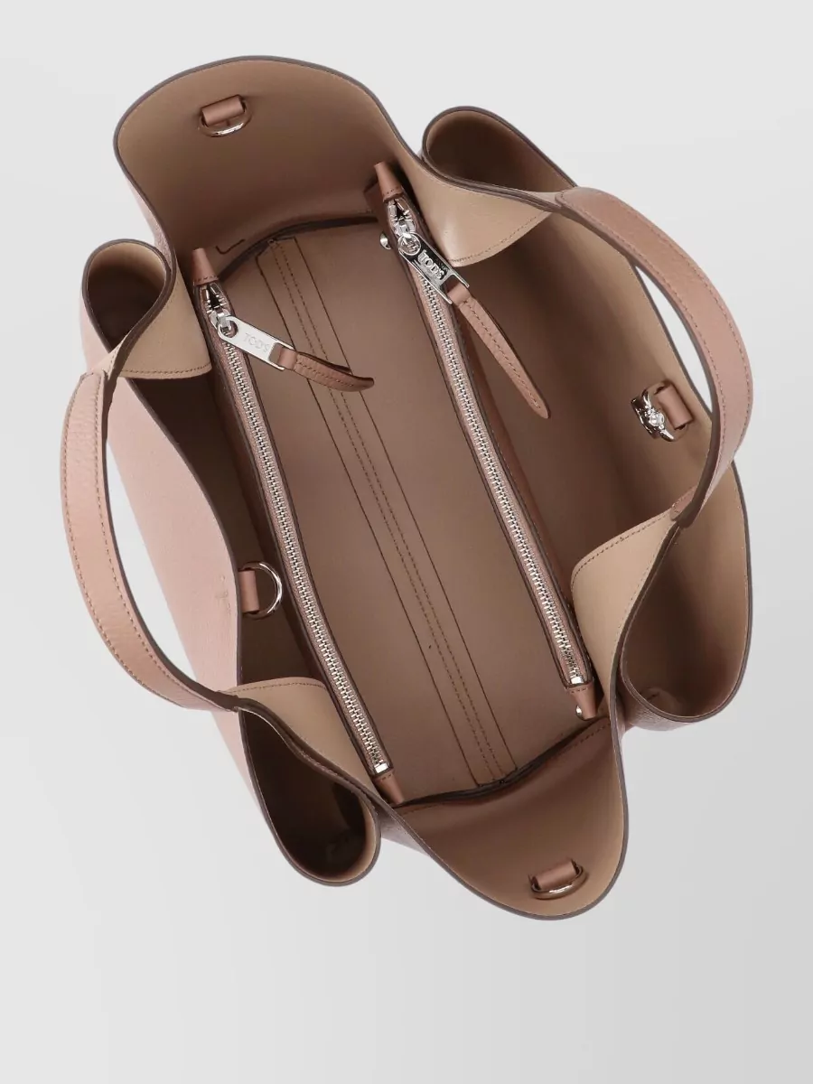 Tod's Leather Tote Bag Double Handles Detachable Strap