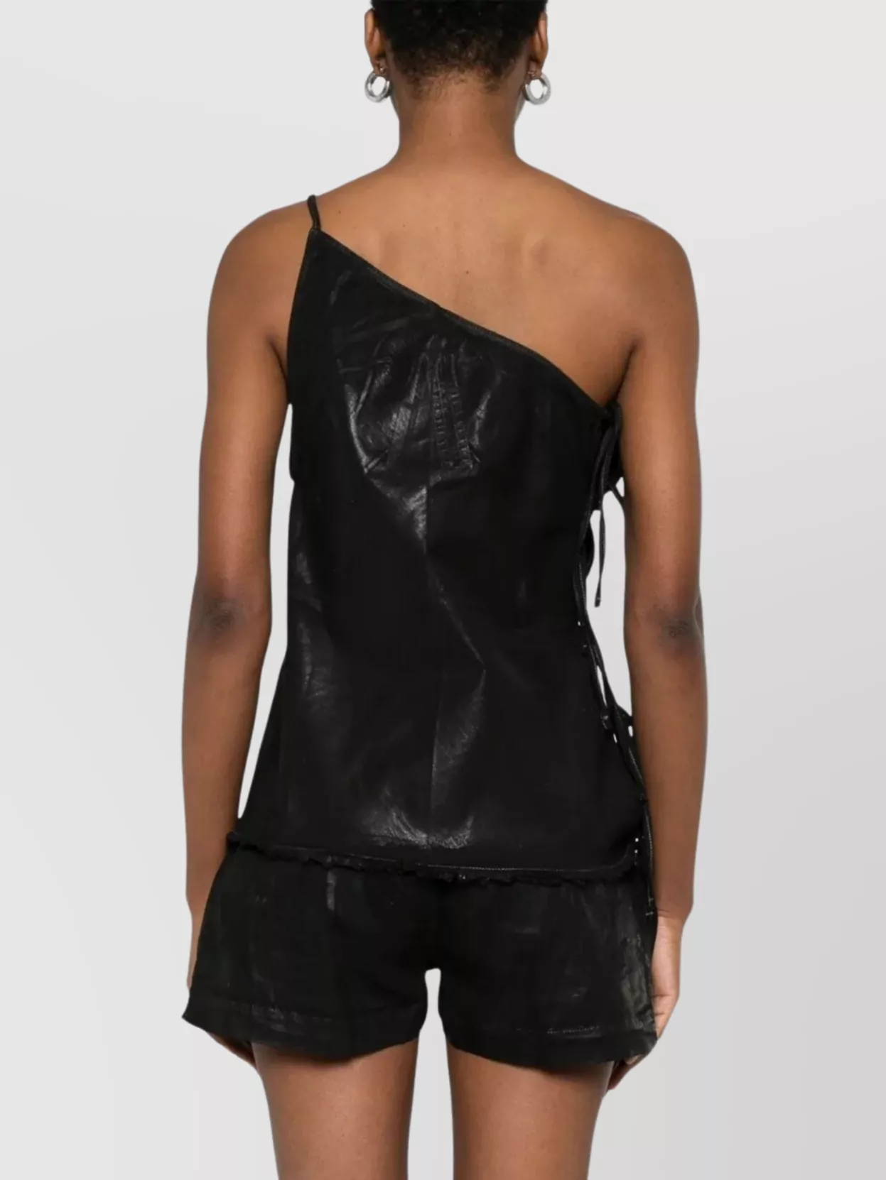Rick Owens Drkshdw Denim Top With Asymmetrical Neckline And Side Ties
