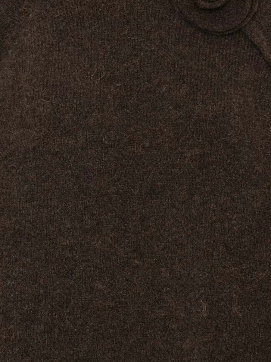 Rotate Alpaca-Blend Ribbed Floral Crewneck Sweater