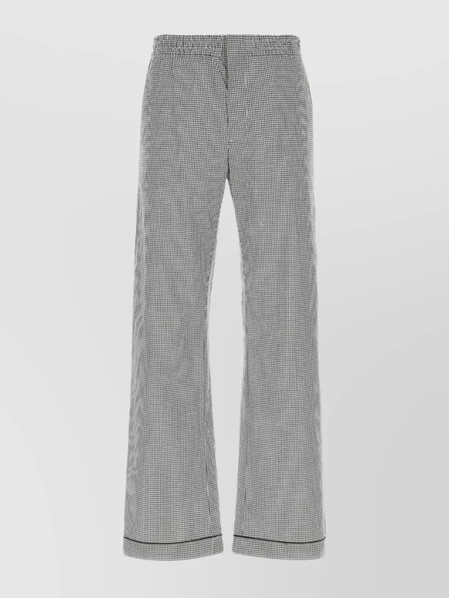 Shop Prada Patterned Poplin Wide-leg Pants In Grey