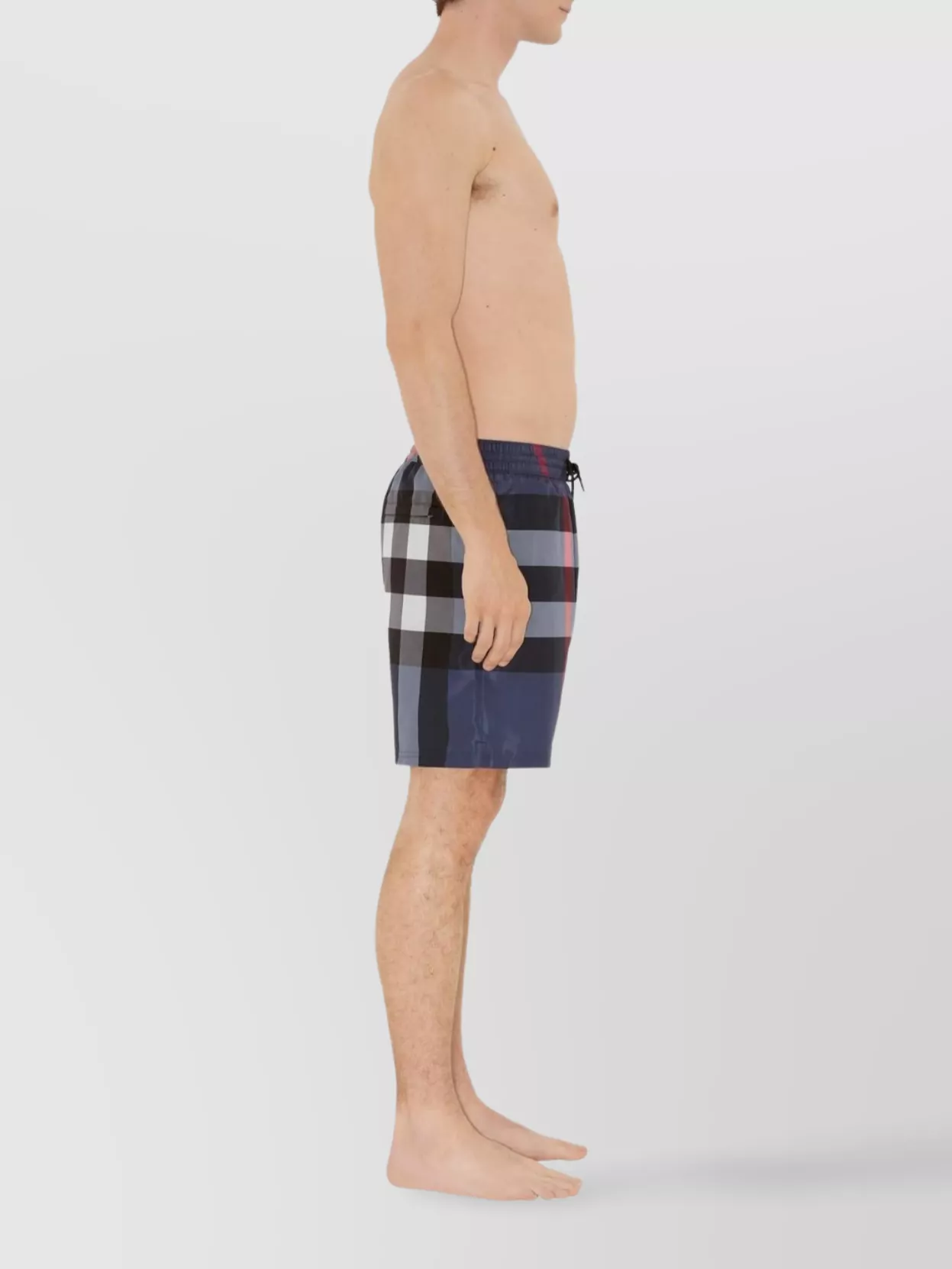 Burberry Check Pattern Swim Boxer With Back Zip Pocket