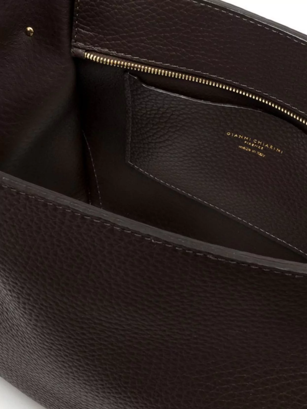 Gianni Chiarini Leather Texture Shoulder Bag With Gold Hardware In Brown