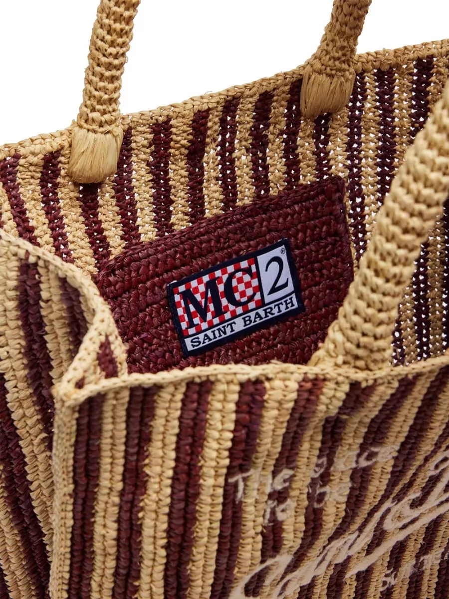 Mc2 Saint Barth Striped Raffia Beach Bag