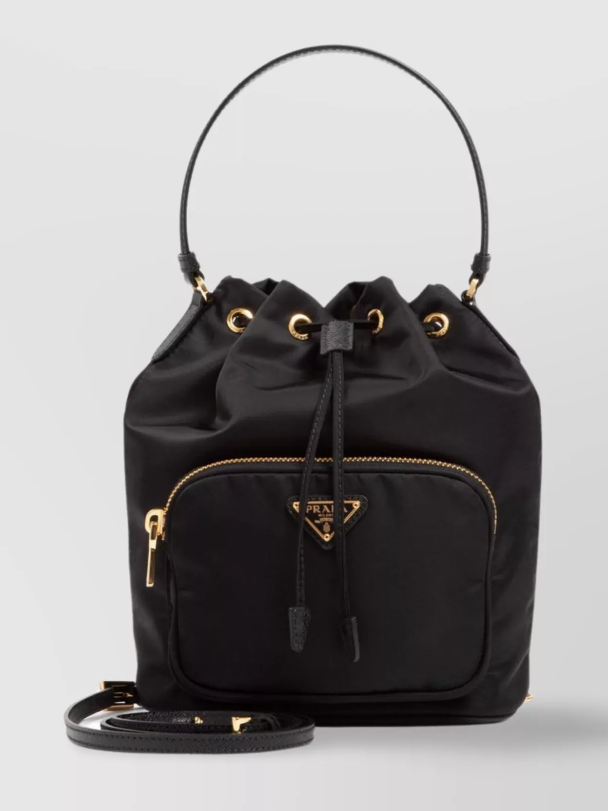 Prada Nylon Bucket Bag Leather Strap