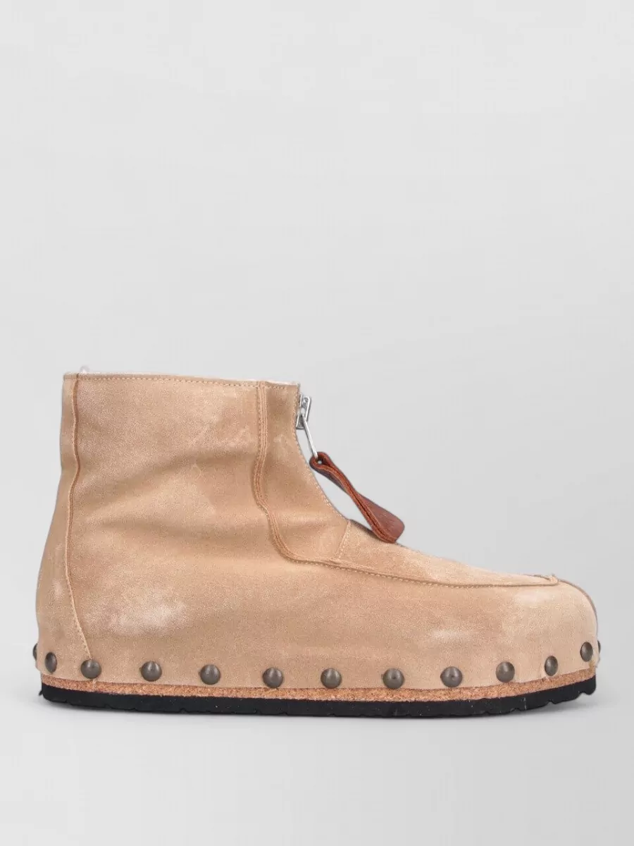 Magliano Flat Sole Ankle Boots Round Toe Studs
