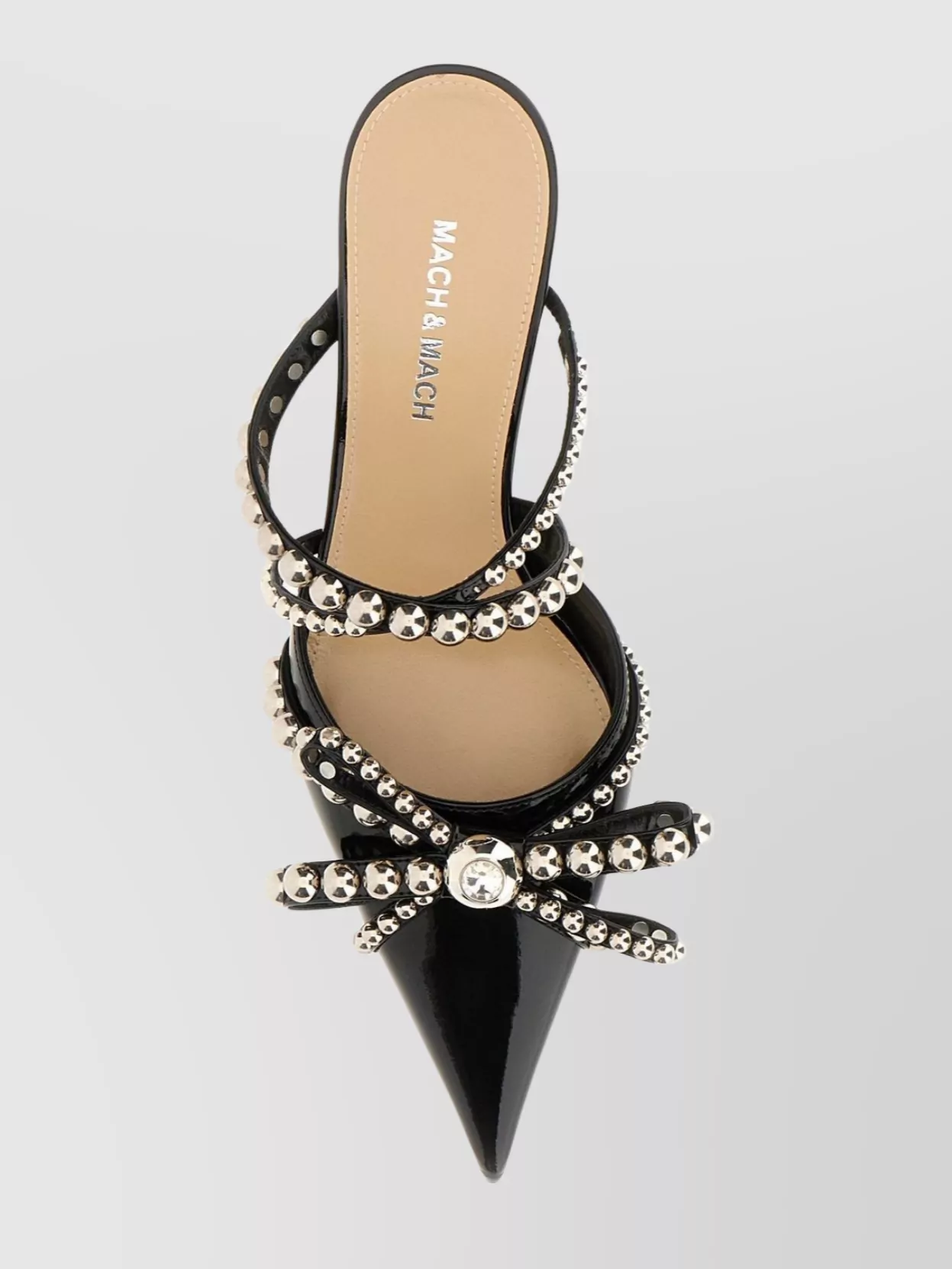 Mach & Mach Leather Stiletto Mules Metal Studs
