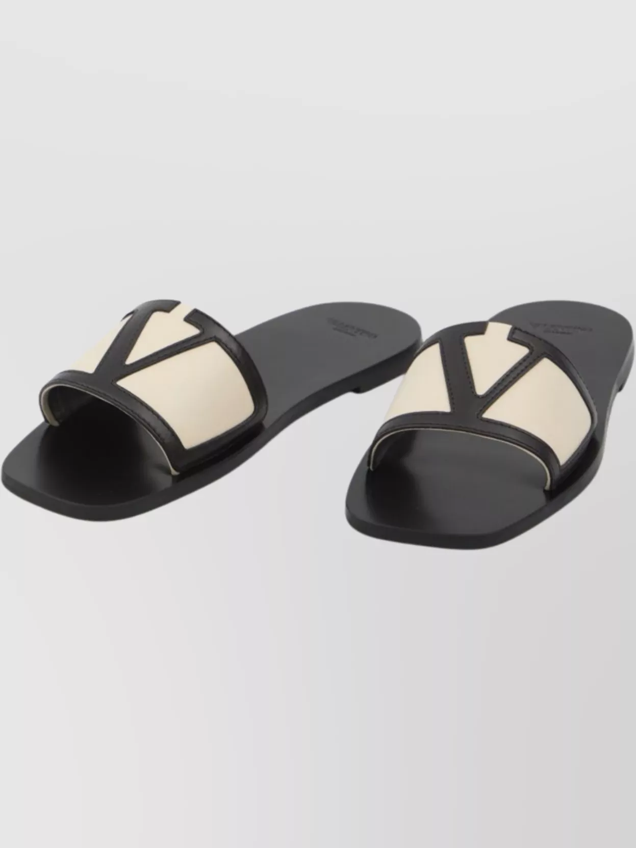 Valentino Nappa Leather Slide Sandals With Rubber Sole In Black