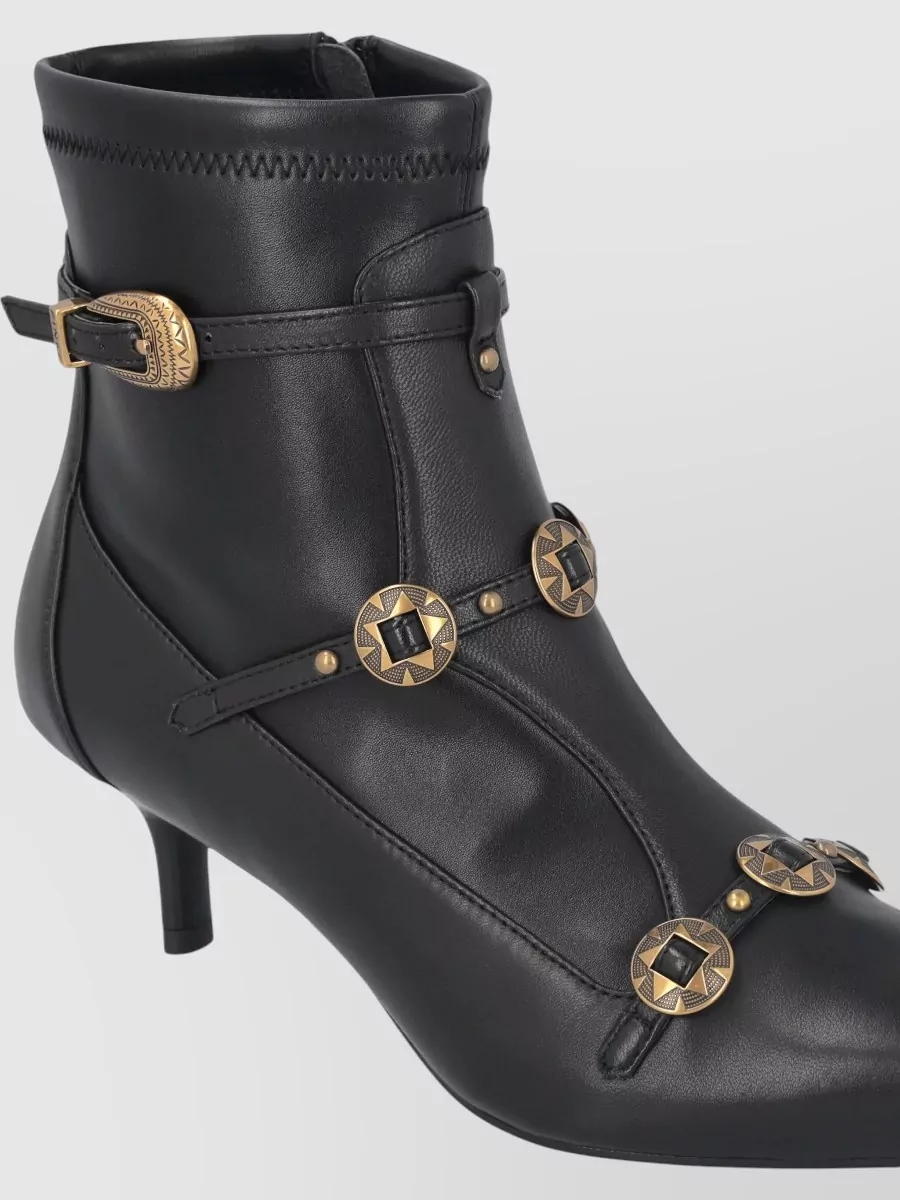 Pinko Gloria 20 Ankle Boots Buckle Strap Studs