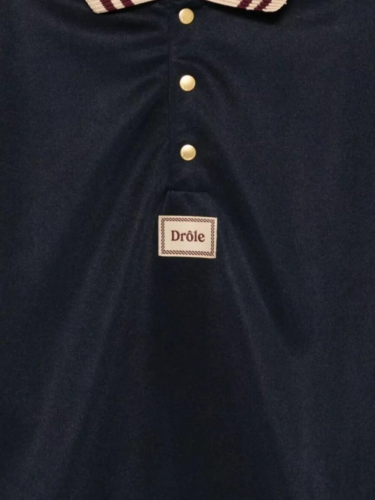 Drôle De Monsieur Long Sleeve Polo Shirt With Striped Collar