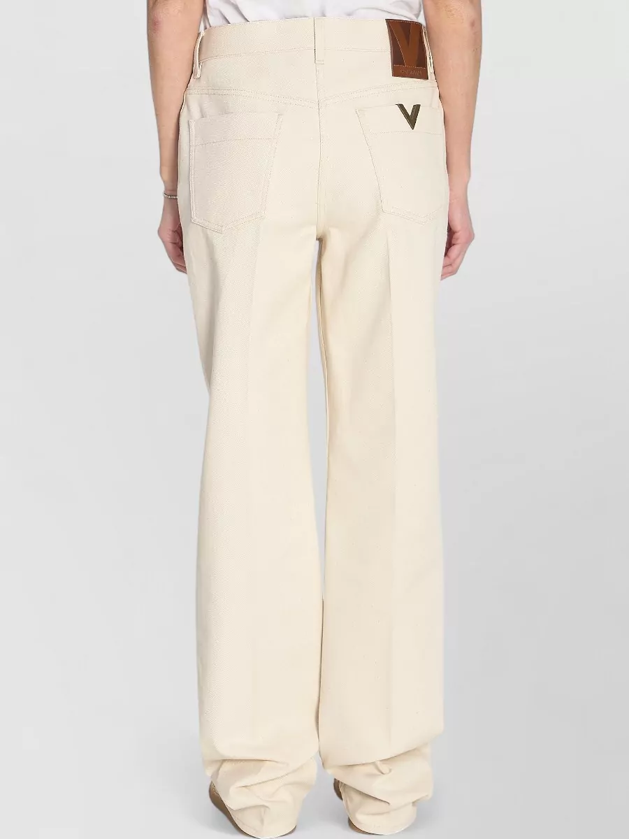 Valentino Garavani Cotton Low-Rise Pleated Wide-Leg Jeans