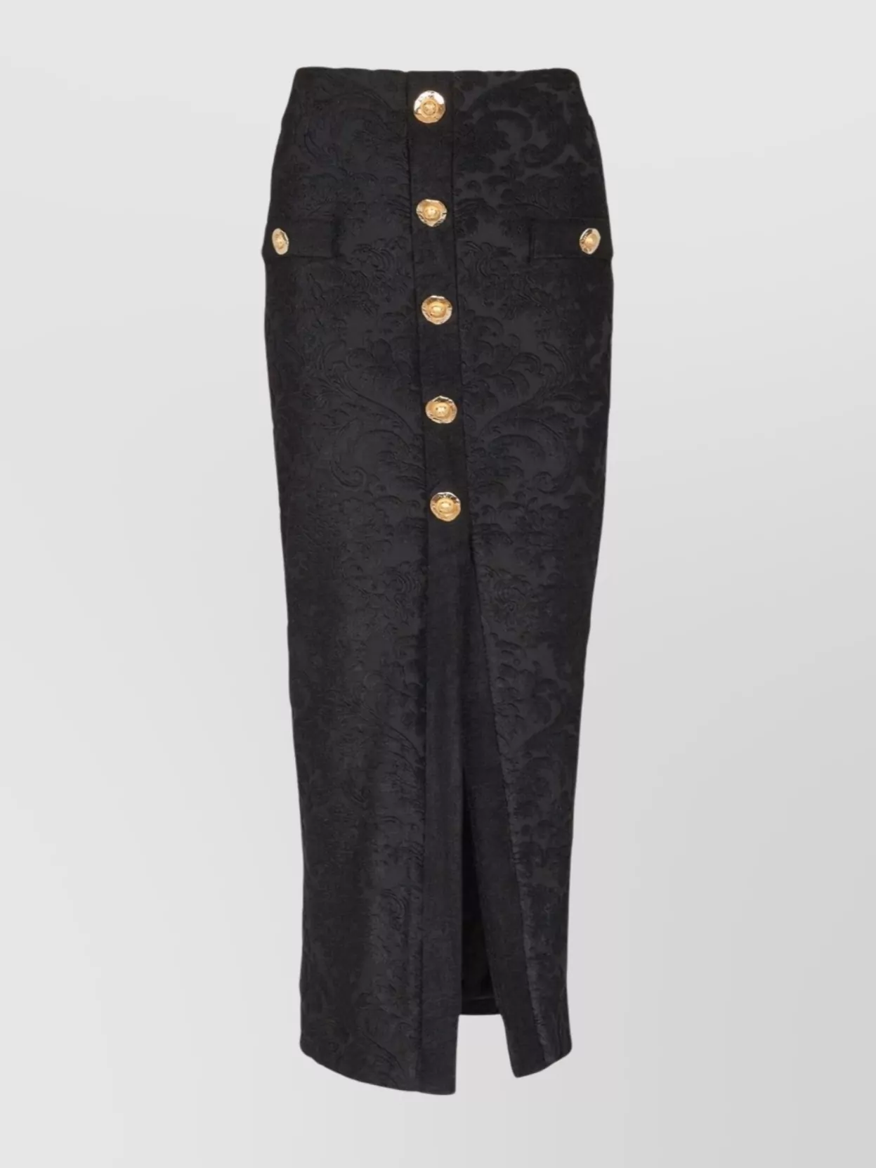 Balmain Buttoned High Waist Skirt With Slit Detail In Blue