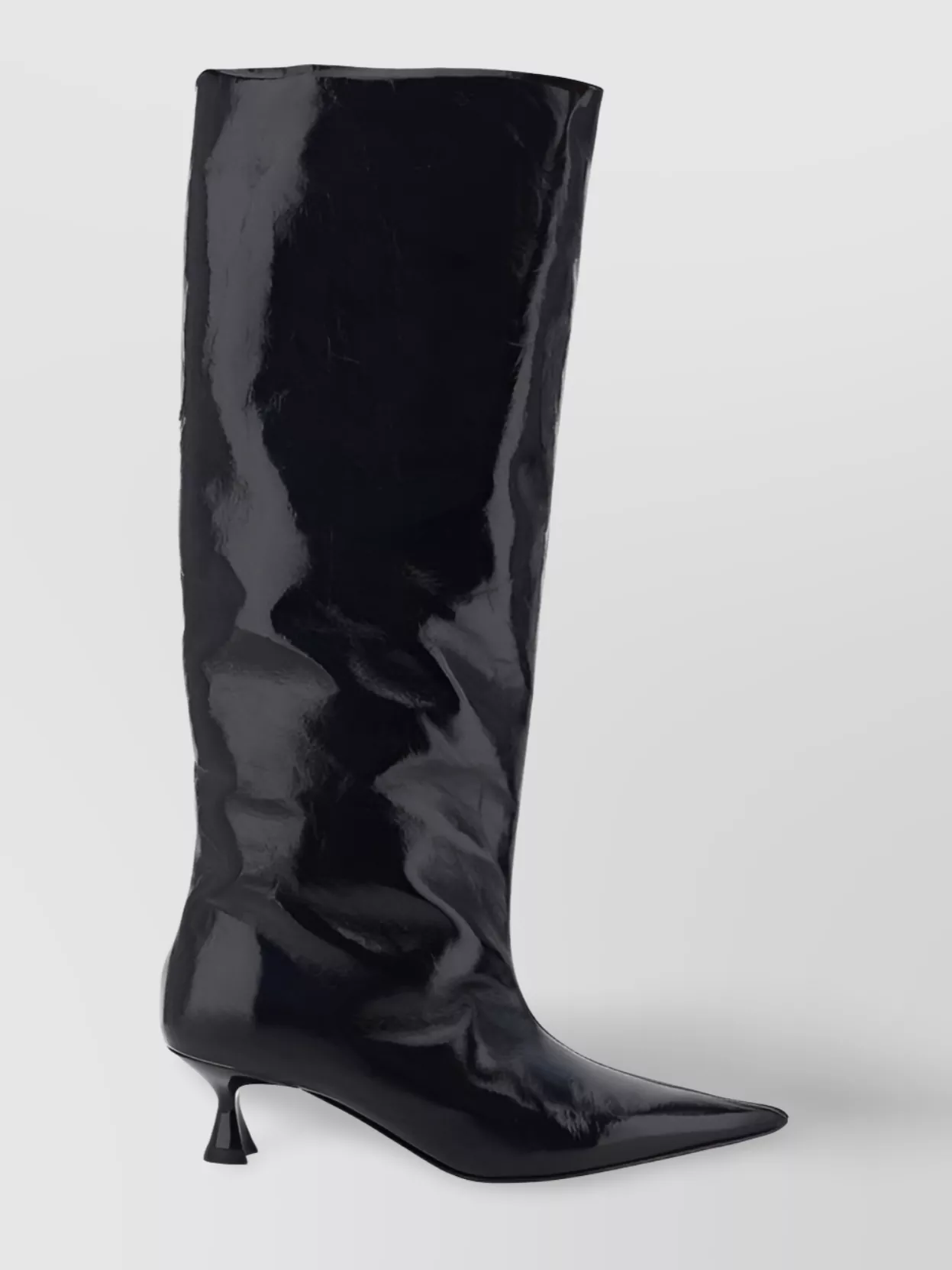 Shop Ganni Glossy Knee-high Stiletto Boots