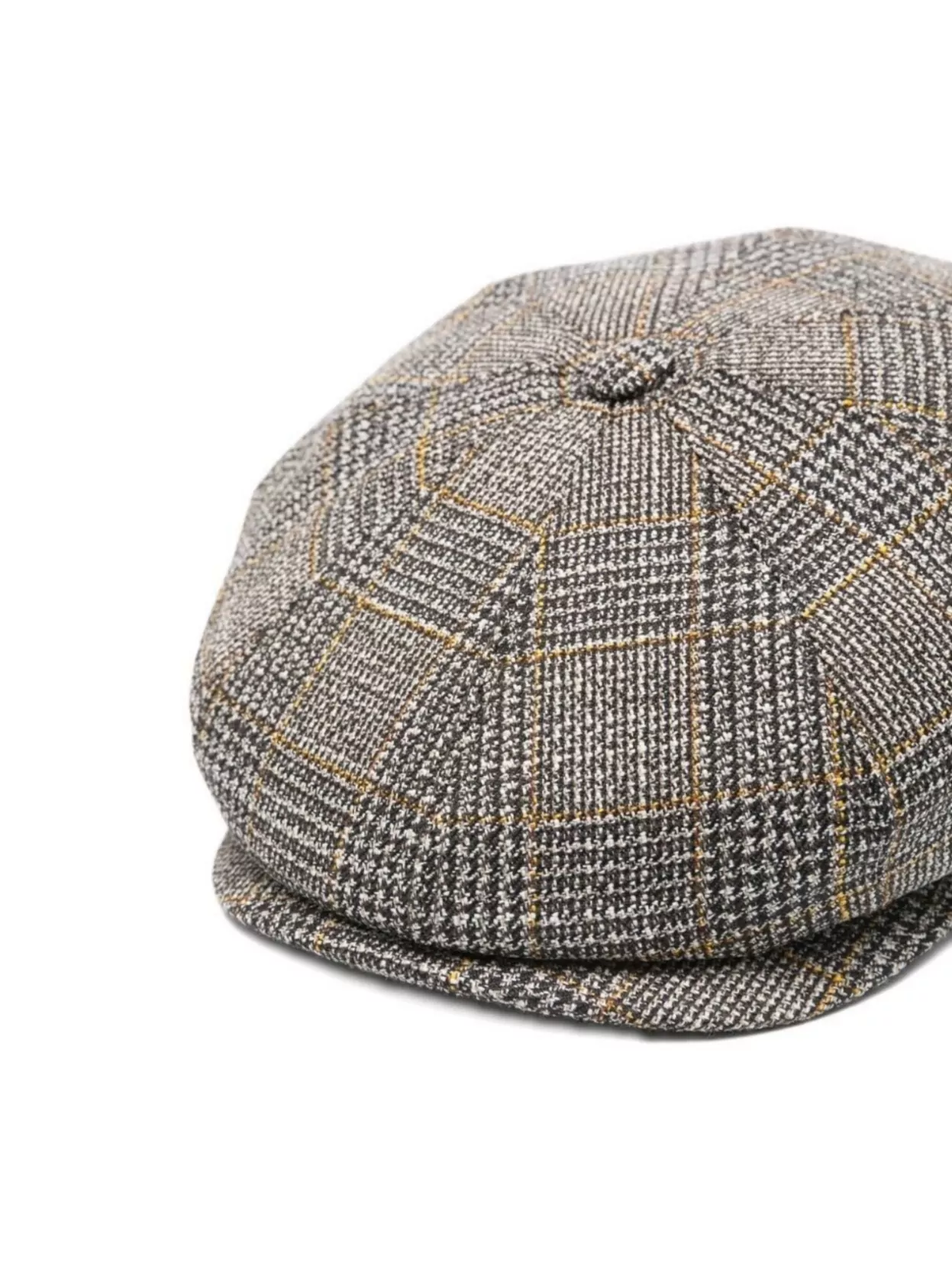 Borsalino Checked Wool Cap Short Brim