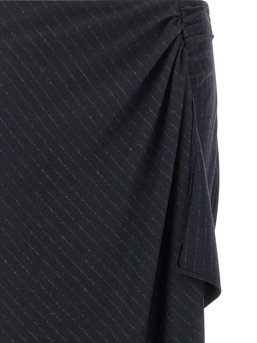 Pinko Pinstripe Asymmetric Draped Maxi Skirt