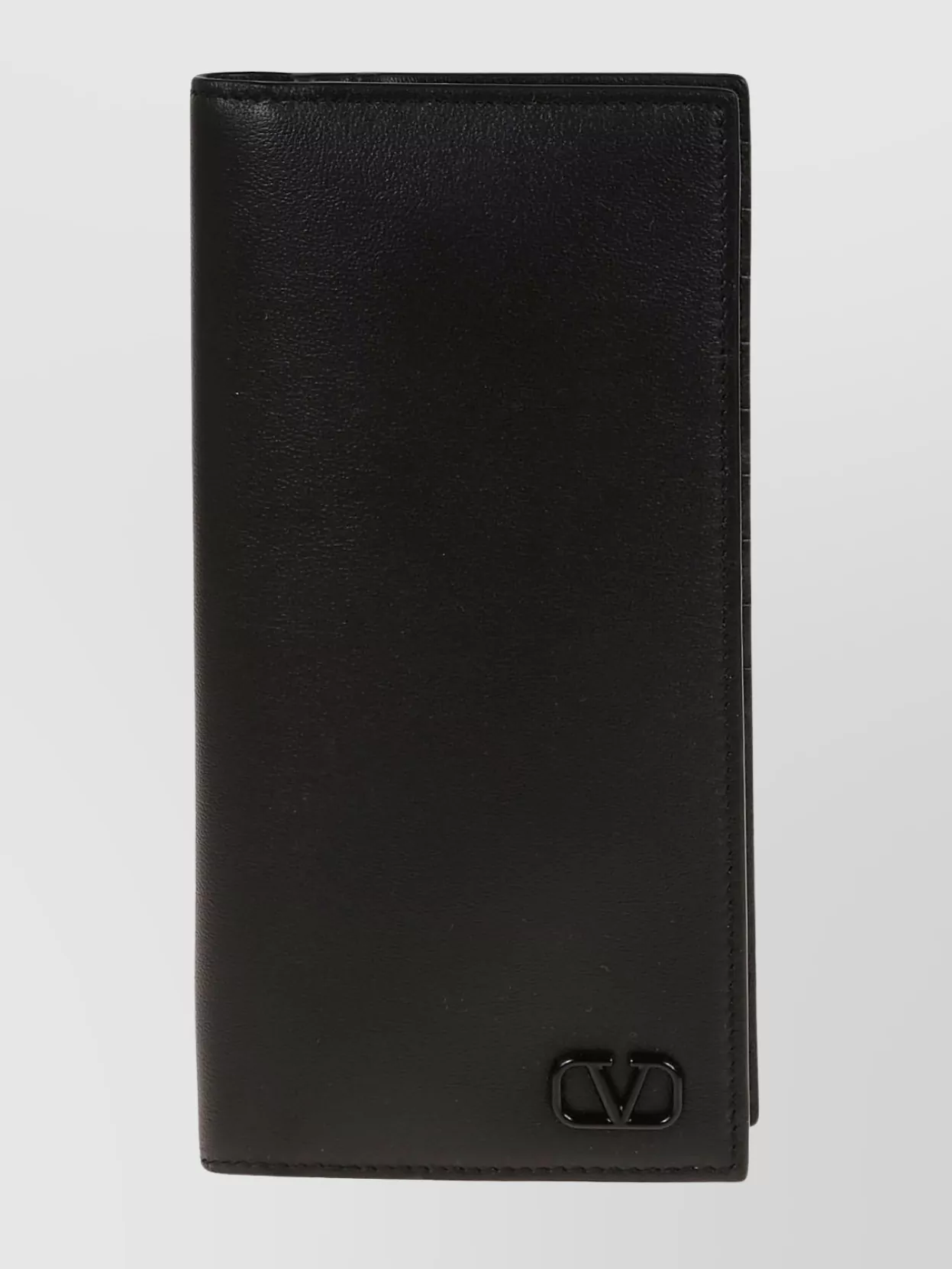 Shop Valentino Signature Folded Wallet Mini Vlogo In Black